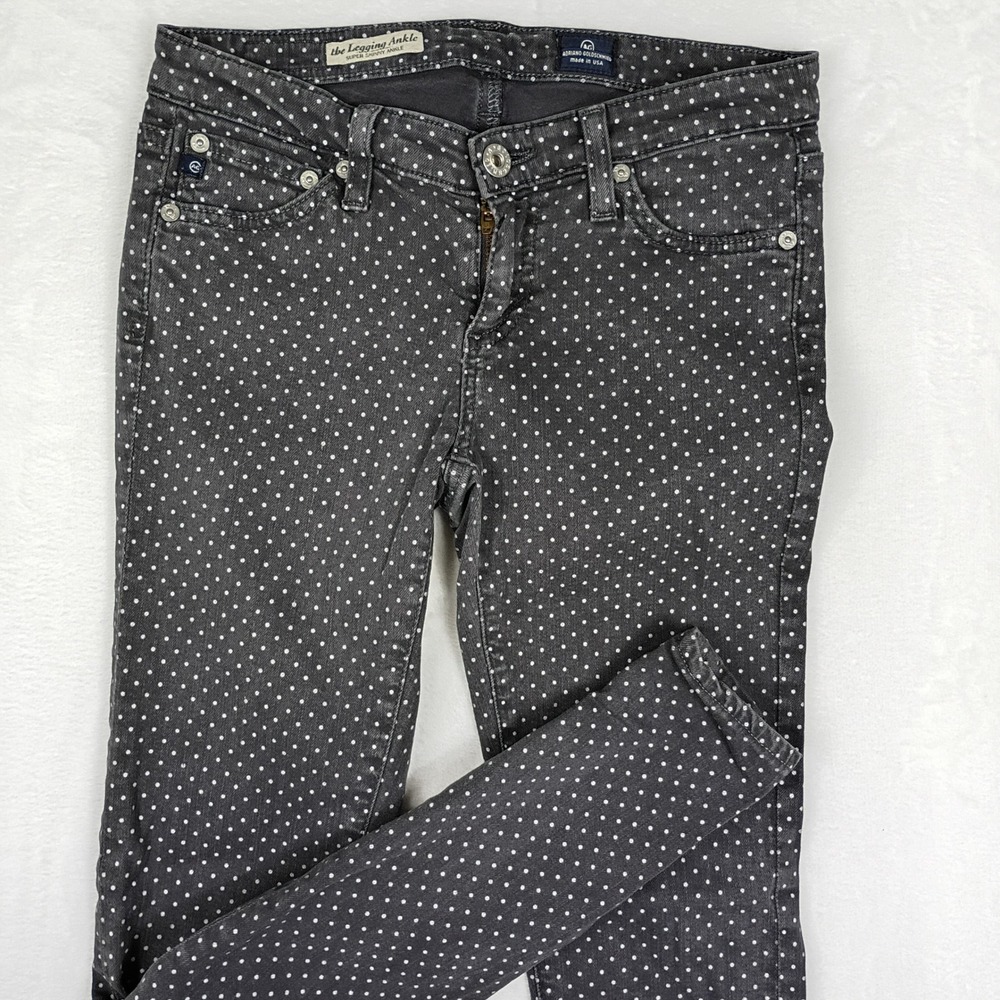 AG Adriano Goldschmied‎ The Legging Ankle Polka Dot Skinny Jeans Grey 25R